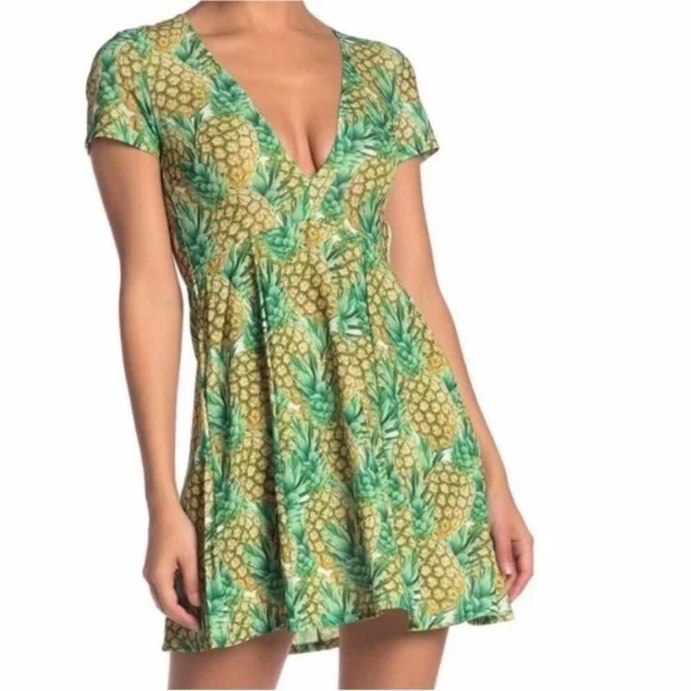Show Me Your Mumu Ibiza Dress Pineapple Print Green Size Small S EUC